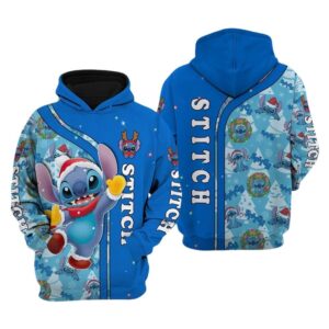 Stitch Christmas Disney Cartoon All Over Print Hoodie