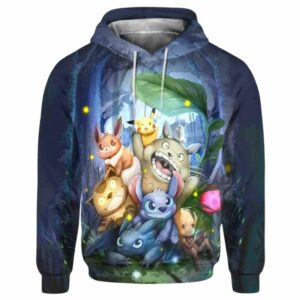 Stitch Cute Things In Forest All Over Print Hoodie