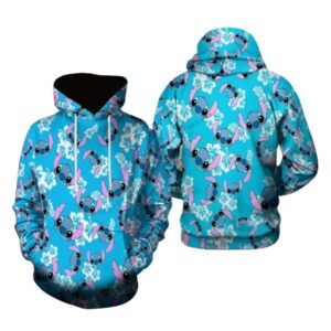 Stitch Flower Pattern All Over Print Hoodie