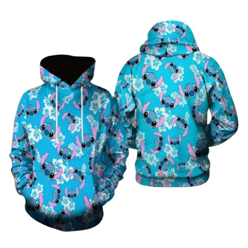 Stitch flower pattern 3d hoodie 1