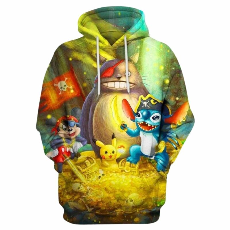 Stitch friends pirates 3d hoodie 1