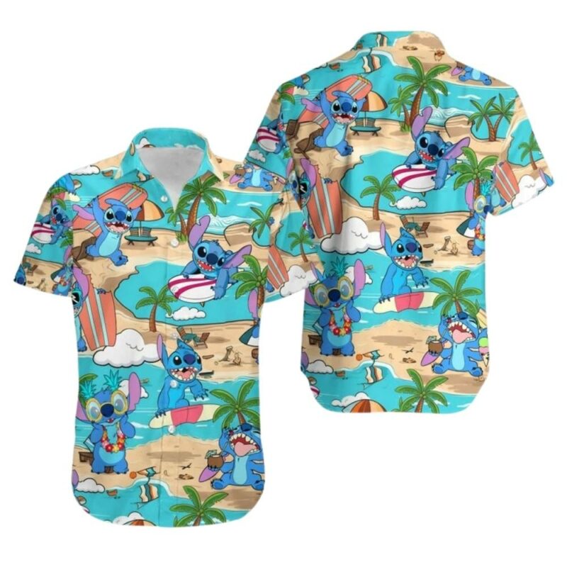 Stitch funny beach tropical hawaiian shirt 1