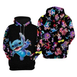 Stitch Galaxy Night Sky Patterns Disney Cartoon All Over Print Hoodie