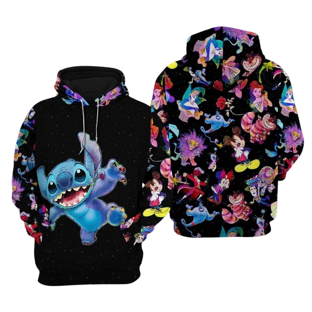Stitch galaxy night sky patterns disney cartoon 3d hoodie 1