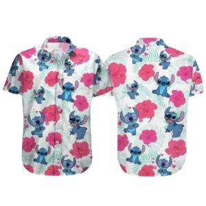 Stitch Hibiscus Flower Pattern Hawaiian Shirt