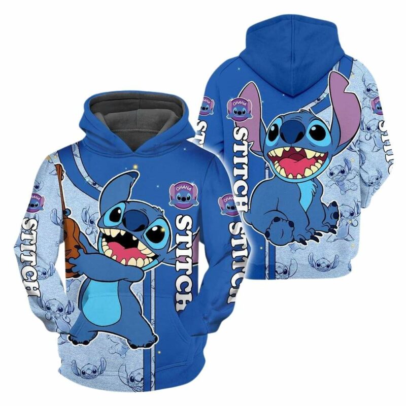 Stitch hold guitar funny 3d hoodie 1