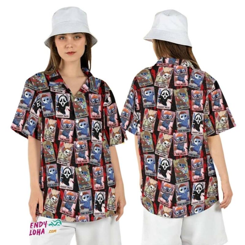 Stitch horror characters hawaiian halloween disneyland hawaiian shirt 1