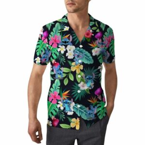 Stitch In Paradise With Floral Leaf Hawaiian Shirt
