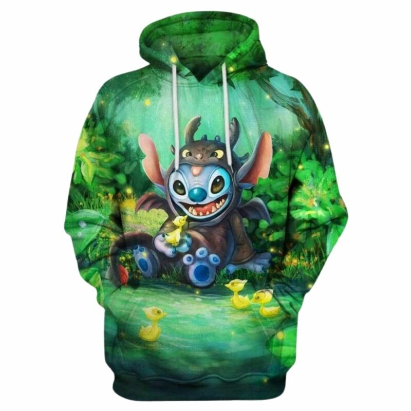 Stitch in toothless 3d hoodie 1