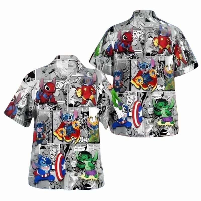 Stitch marvell hawaiian shirt 1