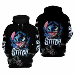 Stitch Mash Up With Venom All Over Print Hoodie