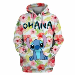 Stitch Ohana Floral All Over Print Hoodie