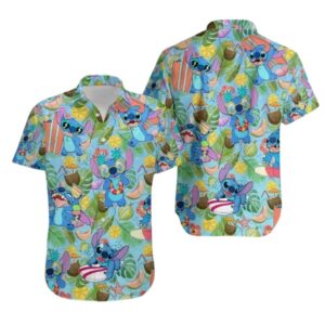 Stitch Ohana Floral Flowers Patterns Tropical Hawaiian Shirt