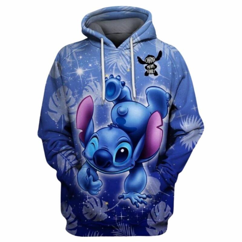Stitch ohana floral leaf 3d hoodie 1