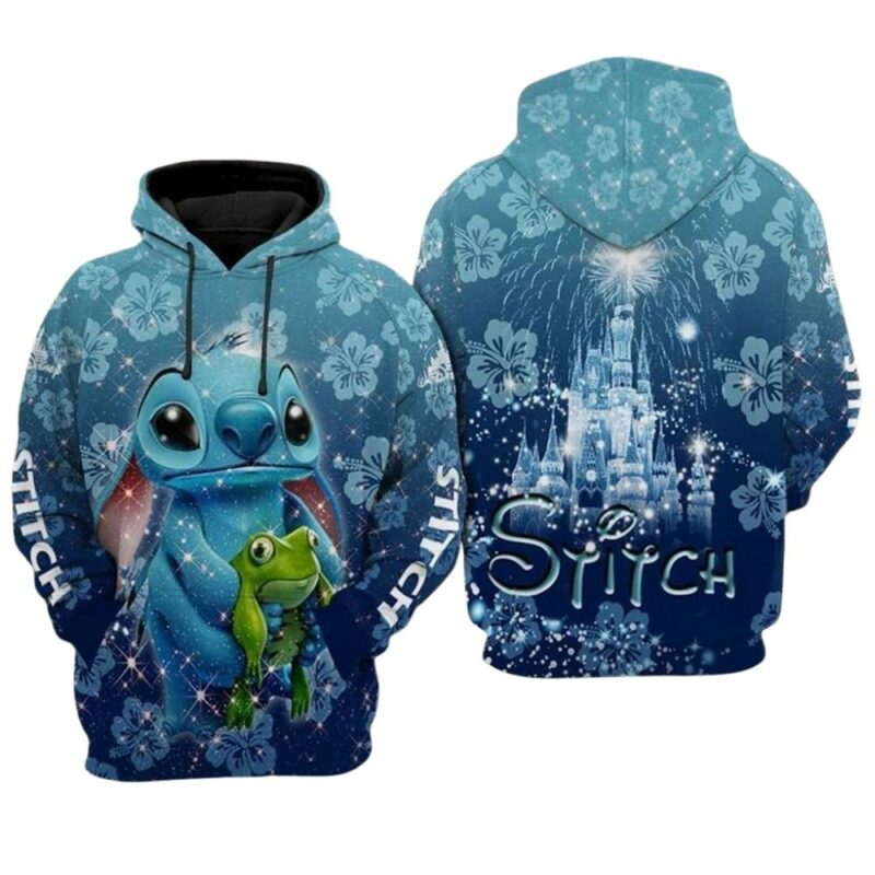 Stitch ohana frog christmas 3d hoodie 1