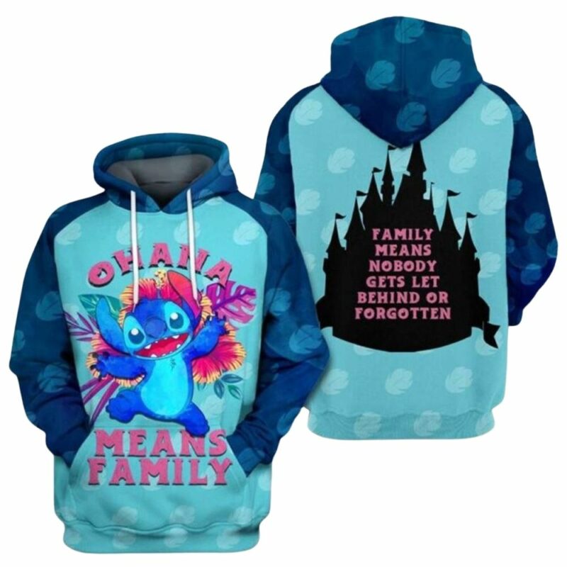 Stitch ohana means family castle 3d hoodie 1