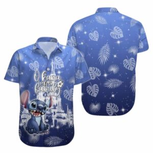 Stitch Ohana Means Family Floral Leafs Hawaiian Shirt