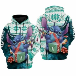 Stitch Open Gift Christmas Pattern All Over Print Hoodie