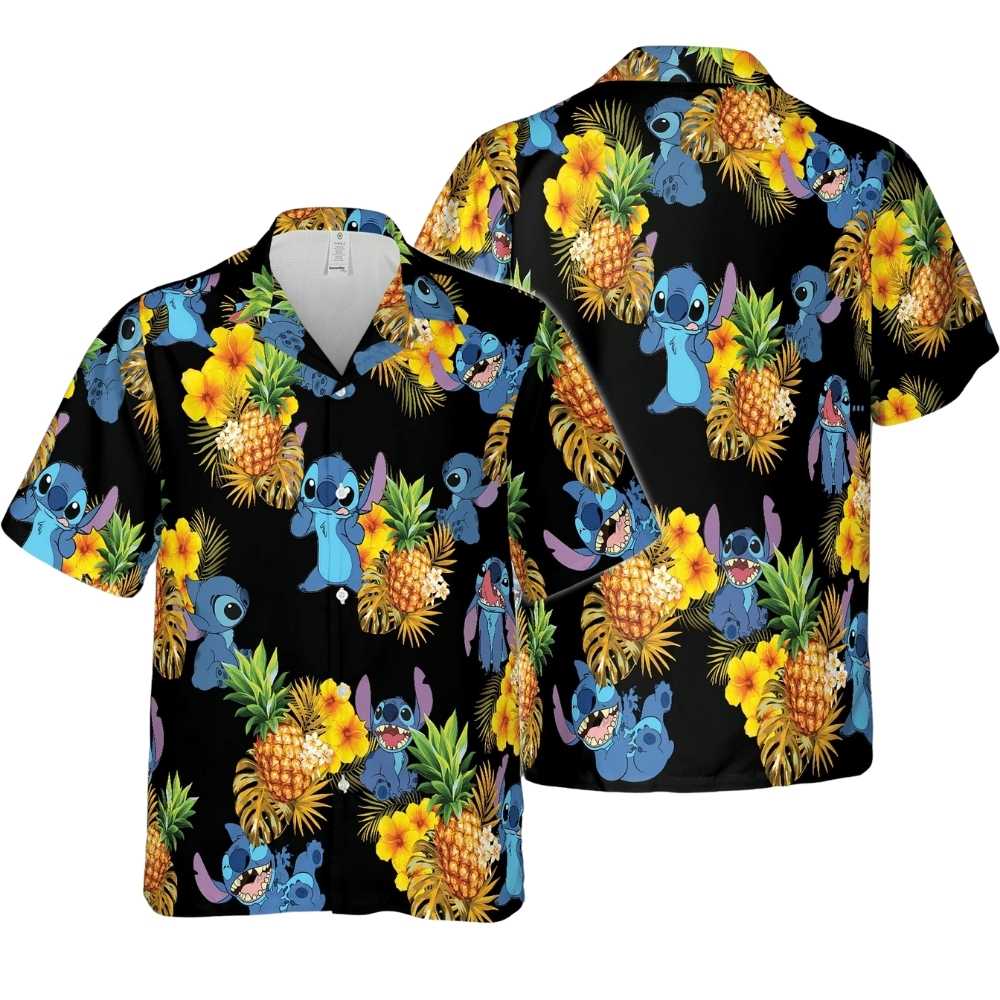 Stitch pineapple floral flower tropical hawaiian shirt 1