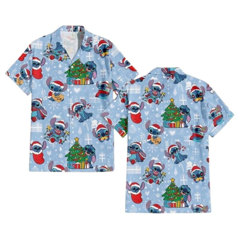 Stitch santa merry christmas hawaiian shirt 1