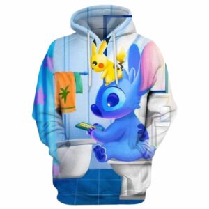 Stitch Sitting In Toilet All Over Print Hoodie