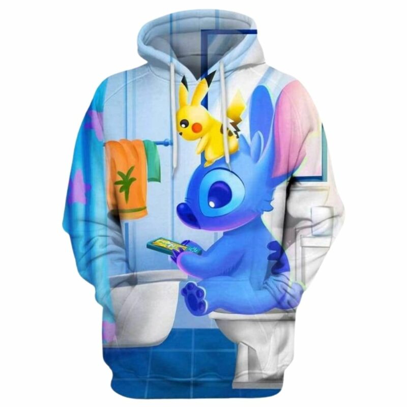Stitch sitting in toilet 3d hoodie 1