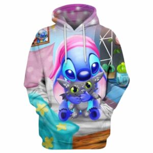 Stitch Sleeping All Over Print Hoodie