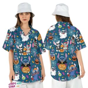 Stitch Spooky Halloween Lilo Character Hawaiian Shirt