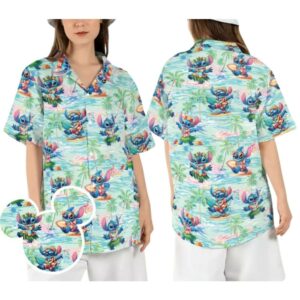 Stitch Surf Coconut Beach Tropical Hawaiian Shirt