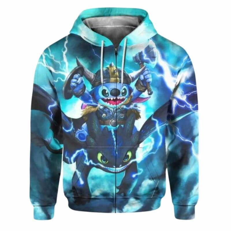 Stitch toothless viking 3d hoodie 1