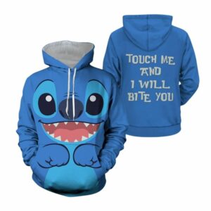 Stitch Touch Me And I Will Bite You All Over Print Hoodie