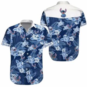 Stitch Tropical Leaves Summer Vacation Lilo And Stitch Floral Hawaiian Shirt