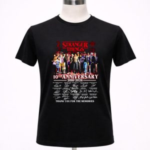 Stranger Things 10th anniversary 2016 2026 thank you for the memories signature 1 T Shirt.jpg