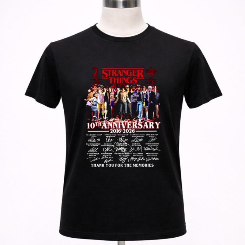 Stranger Things 10th anniversary 2016 2026 thank you for the memories signature 1 T Shirt.jpg