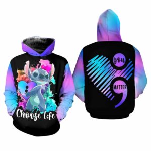 Suicide Awareness Stitch Choose Life You Matter All Over Print Hoodie