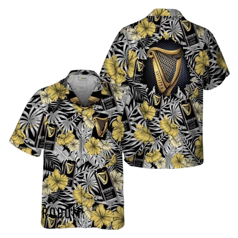 Summer Aloha Floral Guinness Beer Hawaiian Shirt