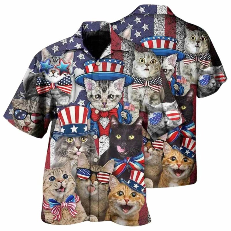 Summer cat independence day hawaiian shirt 1