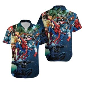 Superhero Team Spiderman Thor Captain America Hawaiian Shirt