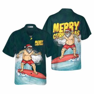 Surfing Santa Claus Hawaiian Shirt