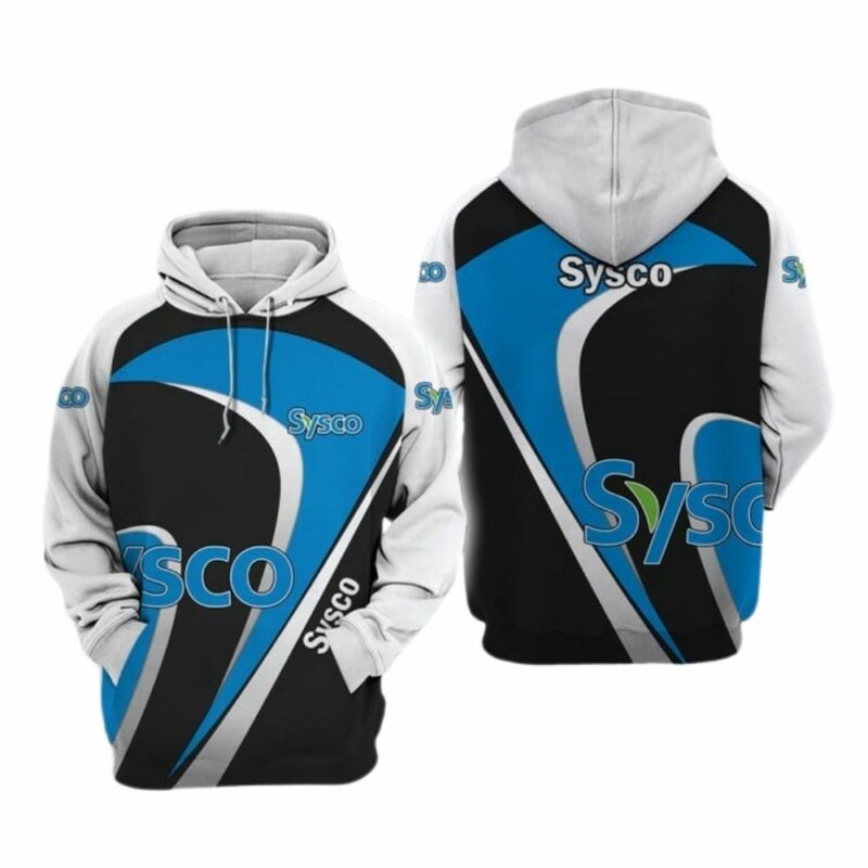 Sysco logo black blue and white 3d hoodie 1