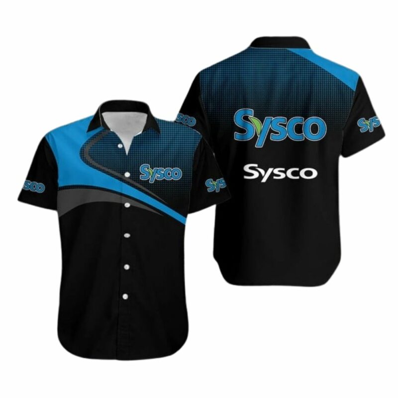 Sysco logo in my heart black and blue funny hawaiian shirt 1