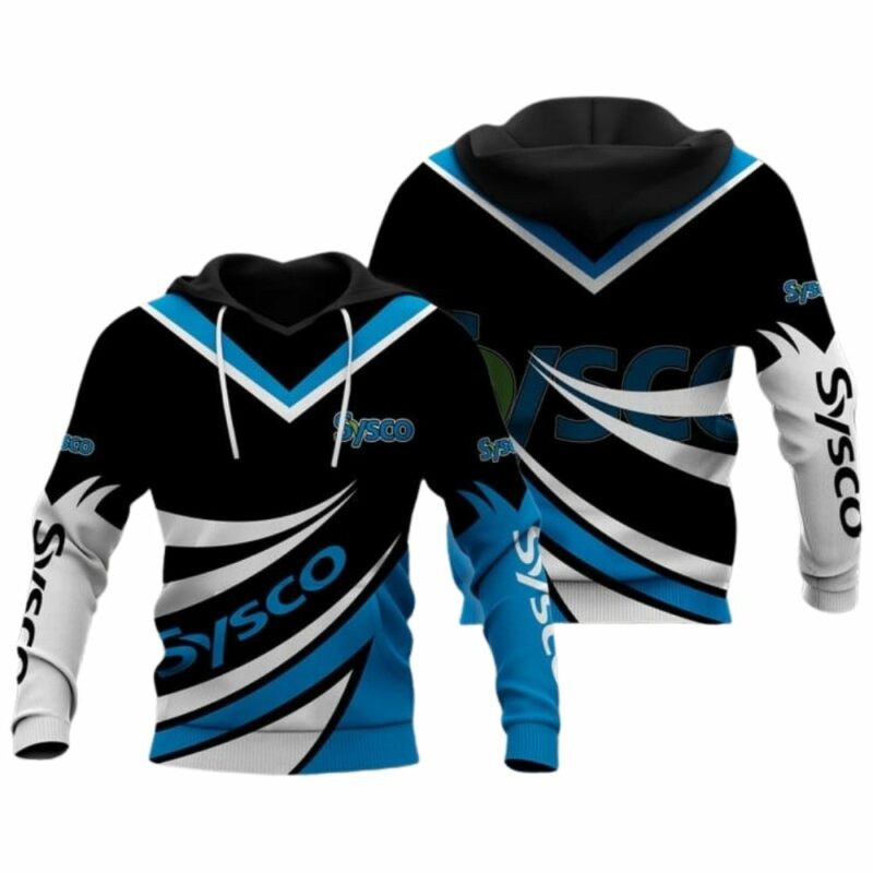 Sysco logo in my heart black blue and white 3d hoodie 1