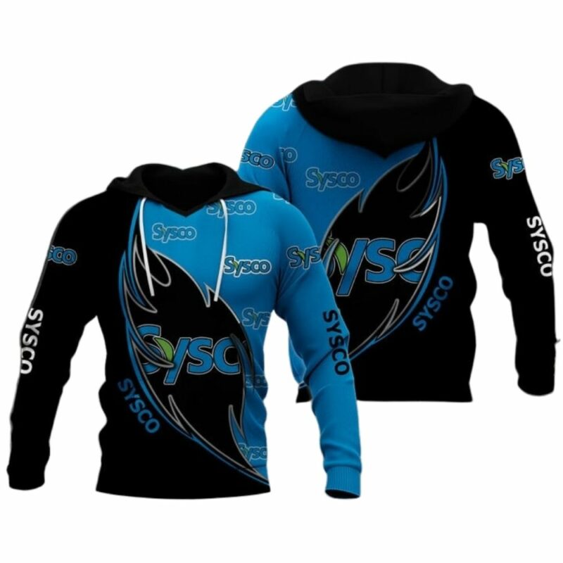 Sysco many logo black and blue 3d hoodie 1