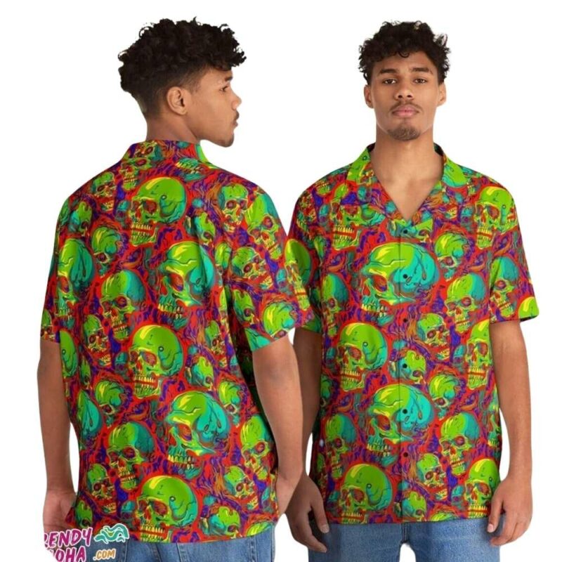 Terrifying zombie brains pattern hawaiian shirt 1