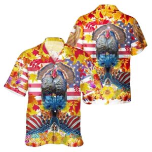 Thanksgiving American Flag Turkey Hawaiian Shirt