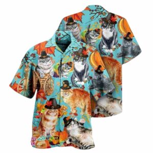 Thanksgiving Cat Celebration Hawaiian Shirt