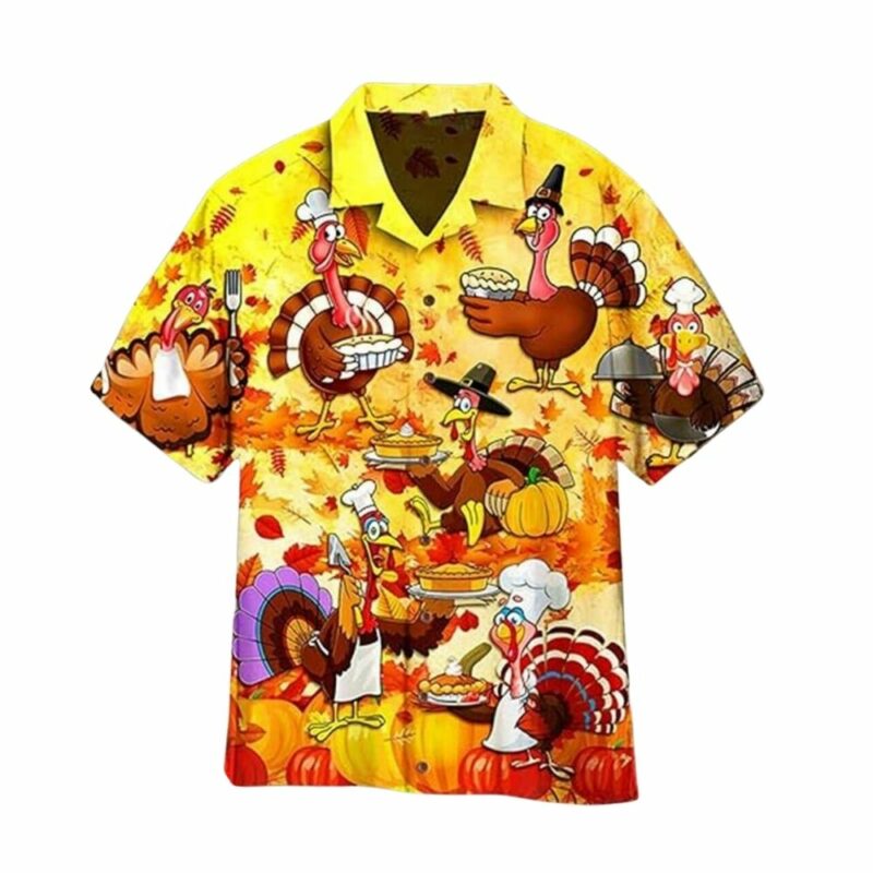Thanksgiving chef turkey hawaiian shirt 1