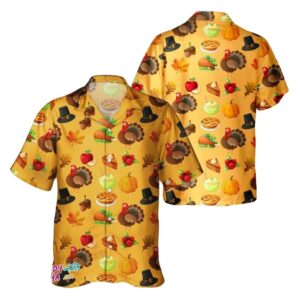 Thanksgiving Day Pumpkin Leaves Turkey Hawaiian Shirt