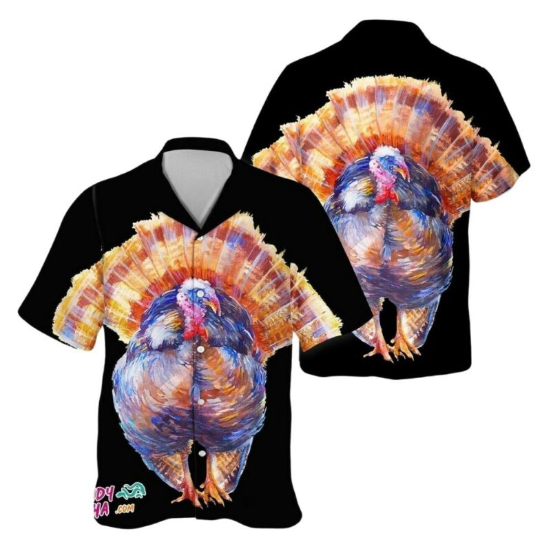Thanksgiving day turkey black hawaiian shirt 1