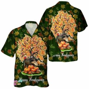 Thanksgiving Turkey Autumn Leaves Hawaiian Shirt